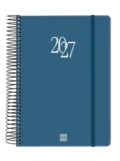 Finocam Espiral Basics My Agenda - Anual 2027 - 1 Dia por Pagina - Formato E10 - 155x212mm - Espiral - Tapa Dura de Carton Forrado - Esquinas Microperforadas - Papel de 70g/m2 - Color Azul