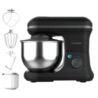 Cecotec Cecomixer Merengue 5L 1200 Ice-Cream Black Batidora Amasadora - 1200W - Bol 5L - Accesorios Multifuncion - Movimiento Planetario - 6 Velocidades - Estilo Vintage - Color Negro