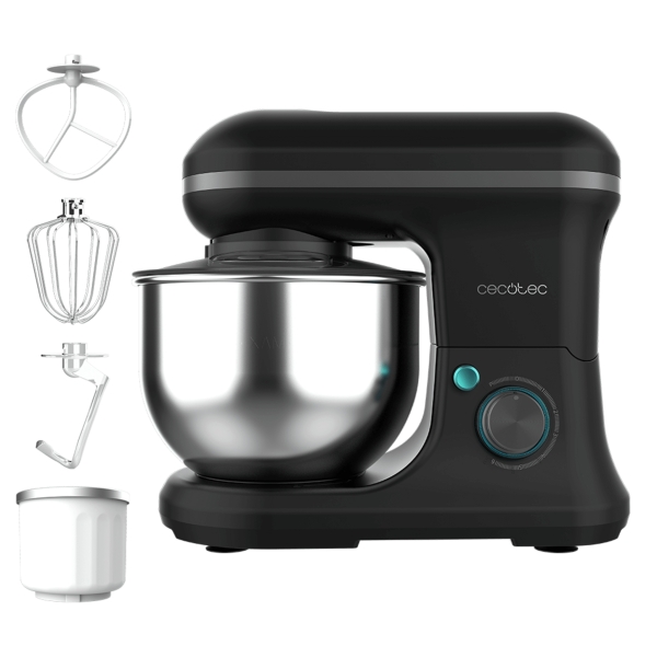 Cecotec Cecomixer Merengue 5L 1200 Ice-Cream Black Batidora Amasadora - 1200W - Bol 5L - Accesorios Multifuncion - Movimiento Planetario - 6 Velocidades - Estilo Vintage - Color Negro