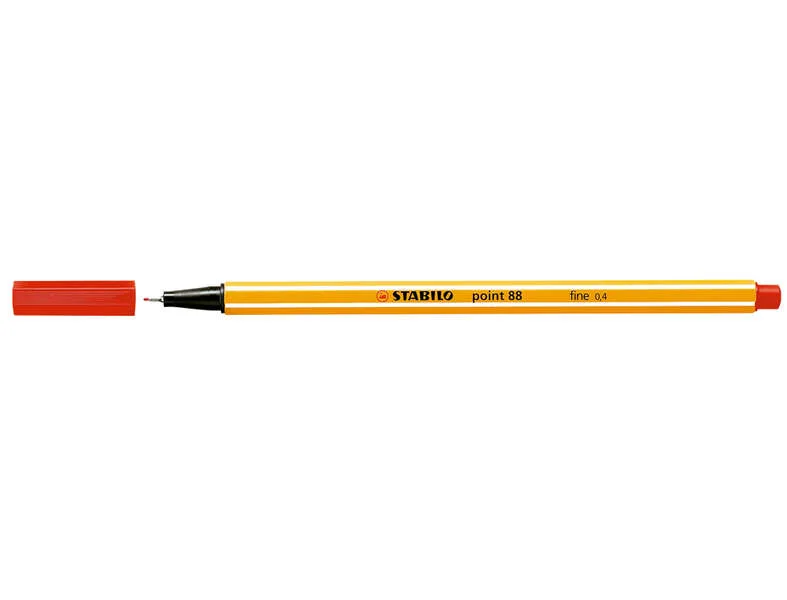 Stabilo Point 88 Rotulador de Punta Fina de Fibra - Trazo de 0.4 mm - Tinta con Base de Agua - Color Rojo · Pack de 10 uds.