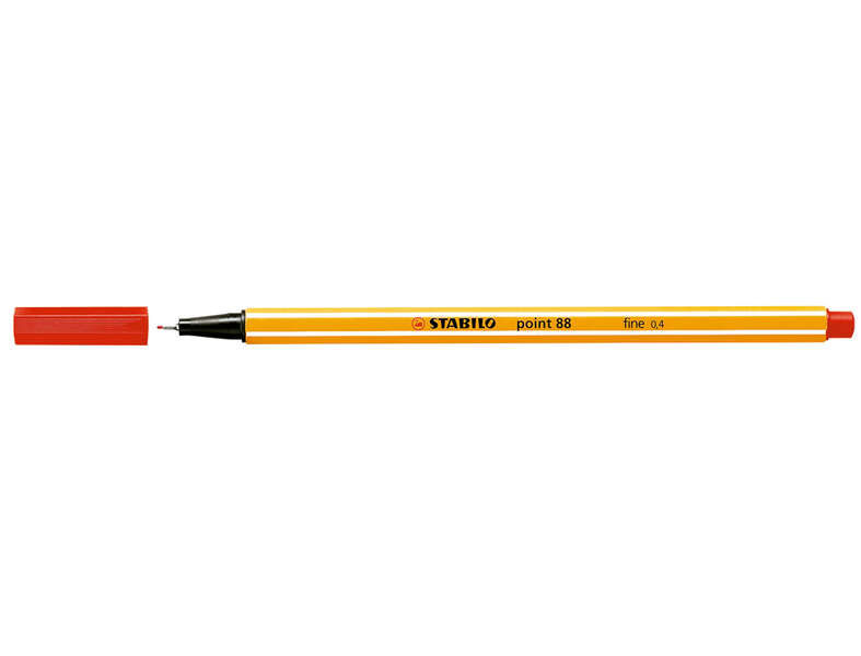 Stabilo Point 88 Rotulador de Punta Fina de Fibra - Trazo de 0.4 mm - Tinta con Base de Agua - Color Rojo · Pack de 10 uds.