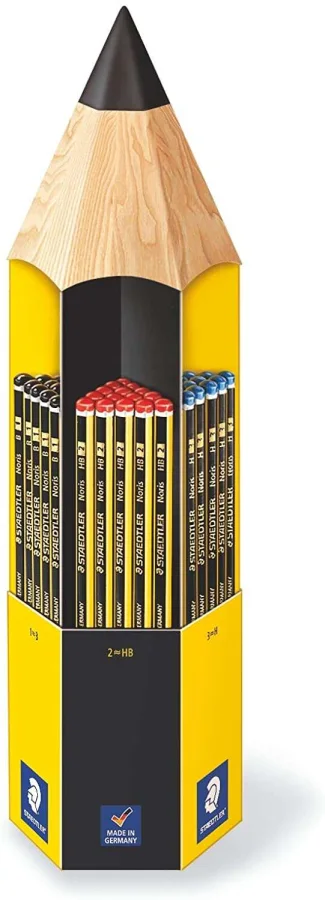 Staedtler Noris 120 Expositor de 90 Lapices de Grafito Hexagonal - Diferentes Graduaciones de Mina - Madera de Bosques Sostenibles