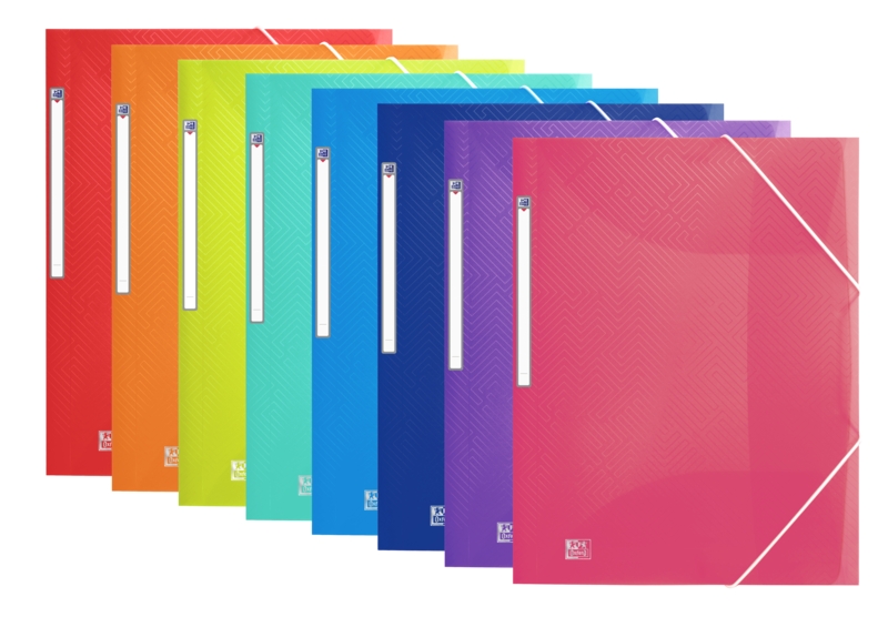 Oxford Urban A3+ Carpeta de Gomas con 3 Solapas A3+ - Plastico Translucido - Lomo de 15mm Ampliable hasta 25mm - Colores Surtidos · Pack de 10 uds.