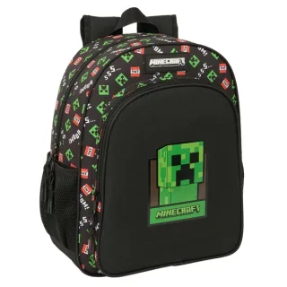 Safta Minecraft Mochila - Adaptable a Carro - Portabotellas - Tirador Doble - Hombreras Acolchadas - Espalda Ergonomica - Bolsillo Frontal - Asa de Mano Superior - 15 L - 320x120x380mm - Col