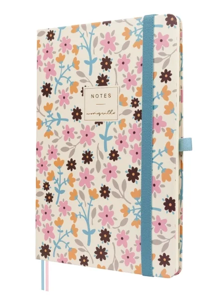 Finocam Moniquilla Cuaderno de Tapa Dura - 72 Hojas - Formato A5 - 148x210mm - Papel Crema de 80g/m2 - Liso - Bolsillo Interior - Cierre con Goma - Hojas Microperforadas - Multicolor