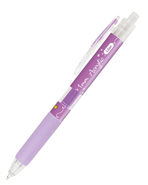 Online Boligrafo Retractil - Tinta Acrilica - Punta Fina de 1mm - Color Lila · Pack de 6 uds.