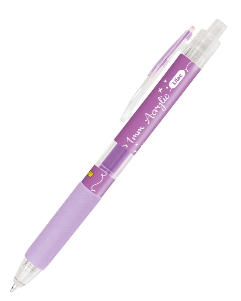 Online Boligrafo Retractil - Tinta Acrilica - Punta Fina de 1mm - Color Lila · Pack de 6 uds.