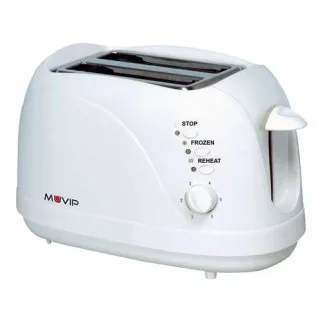 Muvip Tostadora de Pan 750W - Capacidad para 2 Rebanadas - 6 Niveles de Tostado - Funcion Calentar, Descongelacion y Recalentar - Parada Automatica y Manual