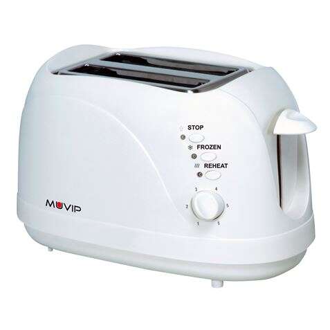 Muvip Tostadora de Pan 750W - Capacidad para 2 Rebanadas - 6 Niveles de Tostado - Funcion Calentar, Descongelacion y Recalentar - Parada Automatica y Manual