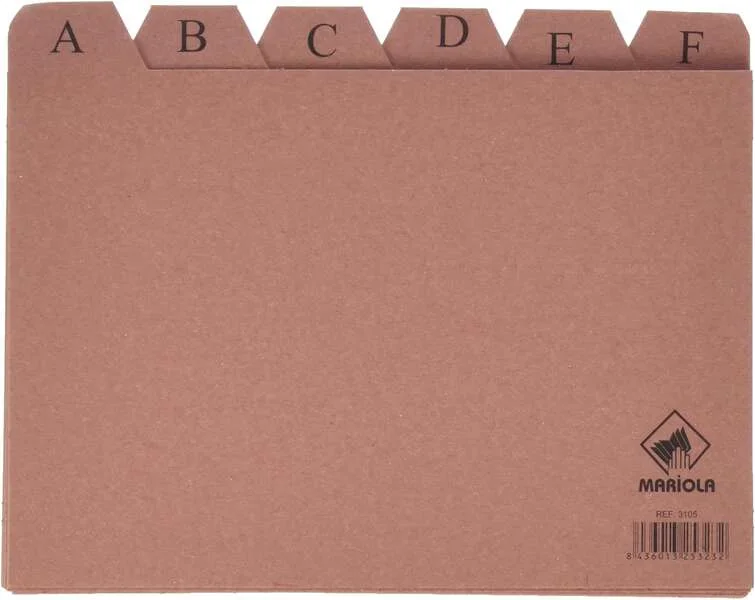 Mariola Indice A-Z Nº5 para Fichero - Medidas 215x160mm - Color Marron