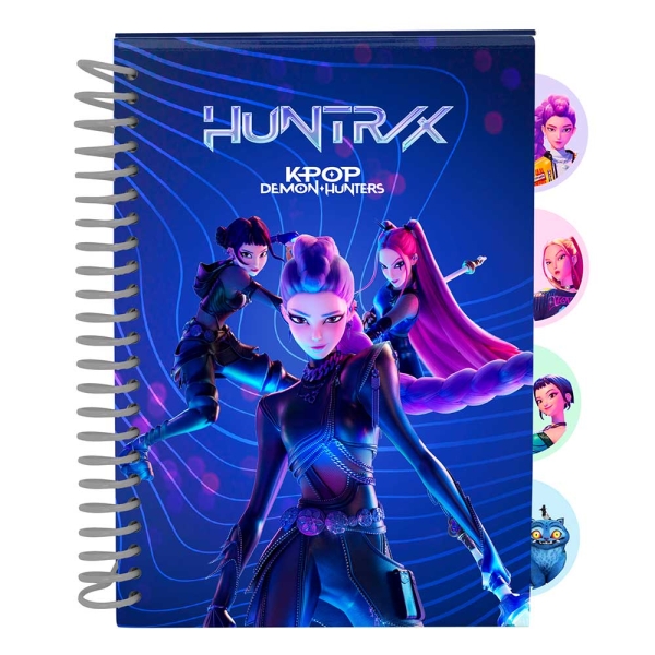 Safta K-Pop Demon Hunters Bloc de Notas - Formato A5 - 80 Hojas de 80 g/m2 - Espiral - Tapas Duras - 4 Separadores Interiores - 14.8x2.1cm - Color Azul Marino