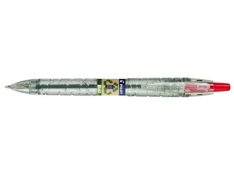 Pilot Boligrafo de Bola Retractil B2P Ecoball BeGreen - Punta Redonda 1mm - Trazo 0.27mm - 86,64% de Plastico Reciclado - Recargable - Color Rojo · Pack de 10 uds.
