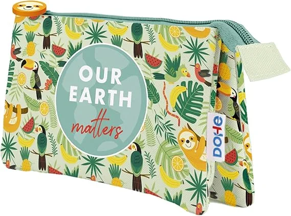 Dohe WWF Tropic Portatodo Triple - Cierre Doble con Cremallera y Tirador de Goma