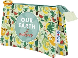 Dohe WWF Tropic Portatodo Triple - Cierre Doble con Cremallera y Tirador de Goma