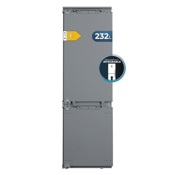 Cecotec Bolero CoolMarket Combi BI-D MC 232 GREY E Frigorifico Combi Integrable - 232L - Incluye Accesorios - Modo Vacaciones - Total Nofrost - Cajon para Carne y Pesado - Clase E - 177x54cm