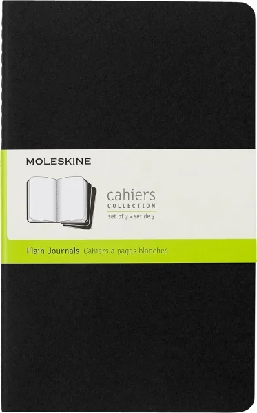 Moleskine Cahier Pack de 3 Libretas - Papel Marfil Liso - 70g/m2 - Esquinas Redondeadas - Solapa para Notas Sueltas - Costuras Visibles en el Lomo - 13x21cm - Color Negro