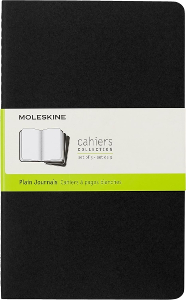 Moleskine Cahier Pack de 3 Libretas - Papel Marfil Liso - 70g/m2 - Esquinas Redondeadas - Solapa para Notas Sueltas - Costuras Visibles en el Lomo - 13x21cm - Color Negro