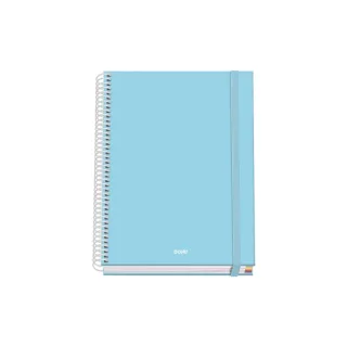 Dohe Serenity Cuaderno Espiral A5 100 Hojas Cuadricula 5mm - Tapa Dura Impresa a todo Color y Plastificada en Brillo - Bandas de Color - Cierre de Goma - Color Azul
