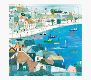 Pictura Tarjeta Puzzle Vista del Puerto de 49 Piezas + Tarjeta Plegada - Troquelado - 15.5x15.5cm - Incluye Sobre Blanco y Envoltorio de Celofan - Papel con Certificacion FSC