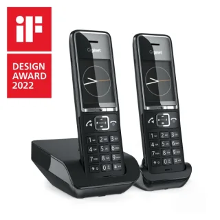 Gigaset Comfort 550 Duo Telefono Inalambrico Dect + 1 Supletorio - Identificador de Llamadas - Manos Libres - Control de Volumen - Color Negro