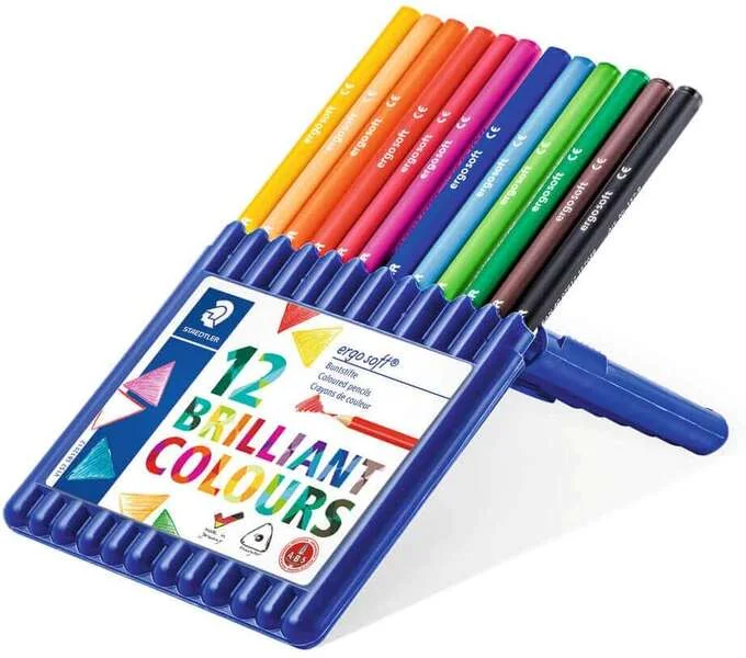 Staedtler Ergosoft 157 Pack de 12 Lapices de Colores - Diseño Ergonomico - Colores Surtidos