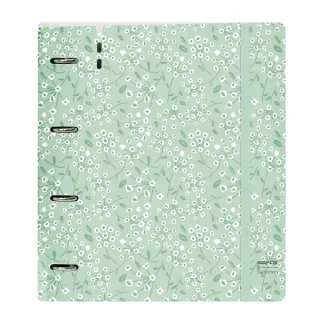 Safta Carpeta con 4 Anillas 35mm - Tapas de PP Foam - Recambio 100 Hojas - Cierre Elastico - Ranura para Boligrafo - Solapa Interior - 270x40x320mm - Color Menta
