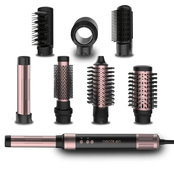 Cecotec Bamba CeramicCare AirGlam Cepillo Electrico Alisador - 1400W - Funcion Secado y Alisado - Accesorio para Rizos y Ondas - Facil Manejo y Control - Iones Negativos - Color Negro