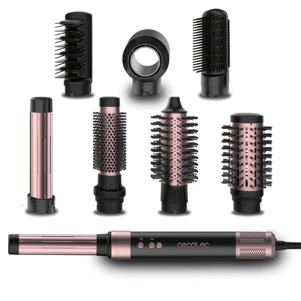 Cecotec Bamba CeramicCare AirGlam Cepillo Electrico Alisador - 1400W - Funcion Secado y Alisado - Accesorio para Rizos y Ondas - Facil Manejo y Control - Iones Negativos - Color Negro