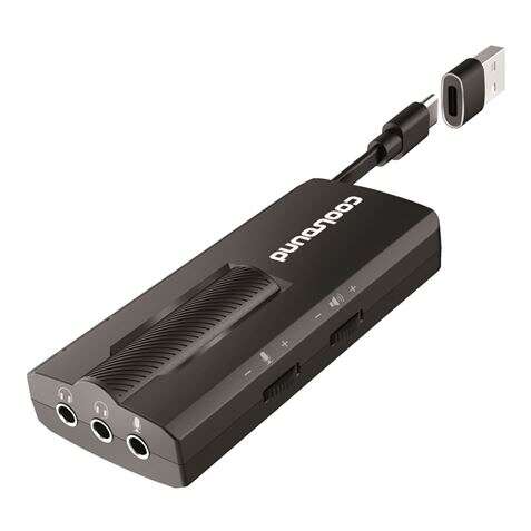 Coolsound Tarjeta de Sonido Externa 7.1 USB-C - Adaptador a USB-A - Entradas Microfono, Auriculares 3.5mm 3 pin, Auricular + Microfono 3.5mm 4 pin