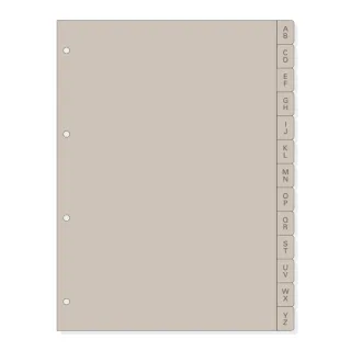 Finocam R4064 Indice Alfabetico para Agendas Open - 13 Solapas - Formato A4 - 220x2x297mm - PVC - Color Beige Grisaceo