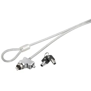 Hama Cable de Seguridad para Portatiles de 4mm - Cable 180cm - 2 Llaves Cilindricas - Acero - Color Plata