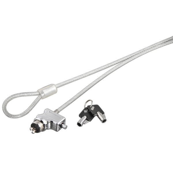 Hama Cable de Seguridad para Portatiles de 4mm - Cable 180cm - 2 Llaves Cilindricas - Acero - Color Plata