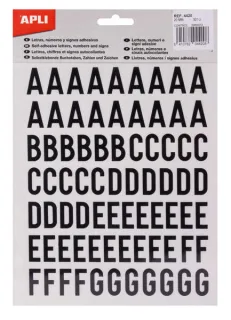 Apli Letras de Palo Mayusculas Adhesivas - Altura 20mm - Color Negro - Pack de 4 Hojas (301 Letras) · Pack de 5 uds.