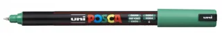 Posca PC-1MR Marcador de Pintura - Punta Roller de Fibra 0.7mm - Linea Extrafina - Tinta Pigmentada Base al Agua - Resistente a la Luz - Color Verde · Pack de 6 uds.
