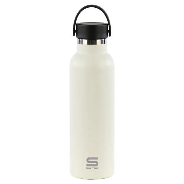Safta Botella Termo de 600ml - Acero Inoxidable - Asa Superior - Color Blanco