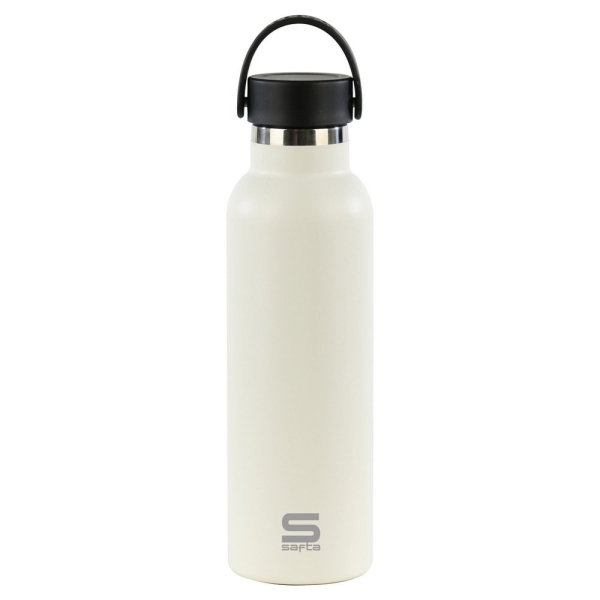 Safta Botella Termo de 600ml - Acero Inoxidable - Asa Superior - Color Blanco