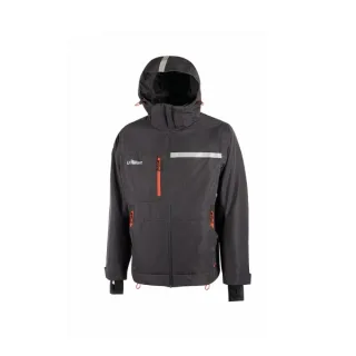 Upower Wink Chaqueta de Trabajo de Invierno - Talla 2XL - Acolchado de Grafeno, Impermeable, Capucha Fija Regulable, Multibolsillos, Detalles Reflectantes, Proteccion DPI1 - Color Gris Asfal