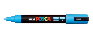 Posca PC-5M Marcador de Pintura - Punta de Bala 1.8-2.5mm - Tinta Base al Agua - Resistente a la Luz - No Permanente - Color Azul Claro · Pack de 6 uds.