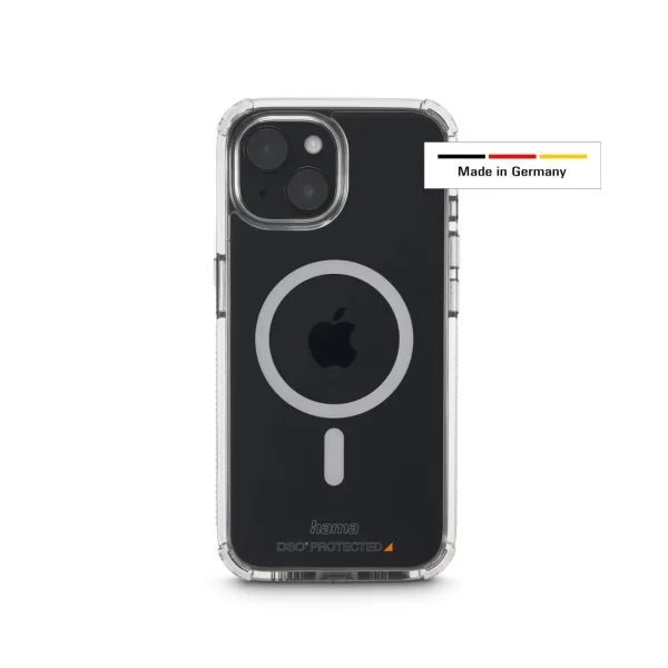 Hama Extreme Protect Funda para iPhone 15 - Antideslizante - Magnetico - Policarbonato - Proteccion D3O - Bordes Elevados - Color Transparente