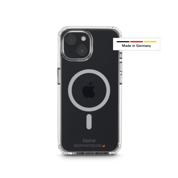 Hama Extreme Protect Funda para iPhone 15 - Antideslizante - Magnetico - Policarbonato - Proteccion D3O - Bordes Elevados - Color Transparente