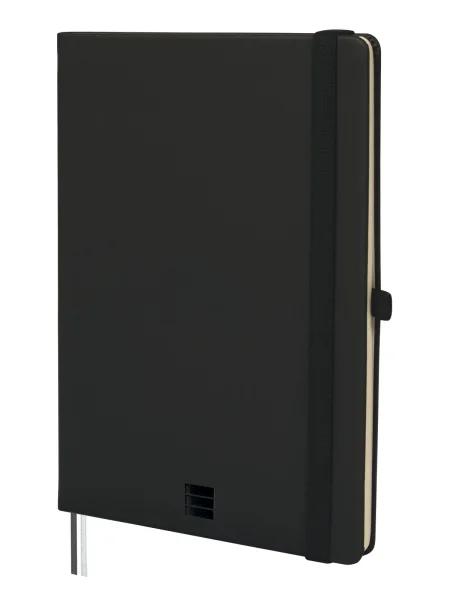 Finocam Nexo Cuaderno de Tapa Dura - 72 Hojas - Formato A5 - 148x210mm - Papel Crema de 80g/m2 - Liso - Bolsillo Interior - Cierre con Goma - Hojas Microperforadas - Color Negro
