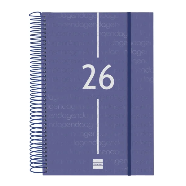 Finocam Year Agenda de Espiral - Anual 2026 - Tapa Ligera - Formato E11 - 175x29x242mm - 1 Dia por Pagina - Color Azul