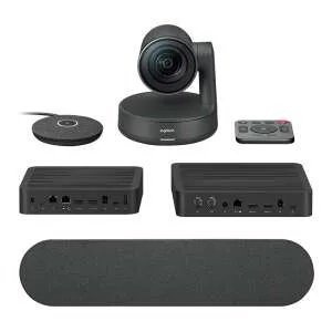 Logitech Rally Kit de Videoconferencias Camara PTZ Ultra HD 4K USB-C 3.0 - Altavoz con Cancelacion de Eco - Microfono con Alcance hasta 4.5m - Hub de Pantalla y Hub de Sobremesa - Mando a Di