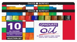 Daler Rowney Graduate Pack de 10 Pinturas al Oleo Selection Set - Tubos de Aluminio - 38ml - Colores Surtidos