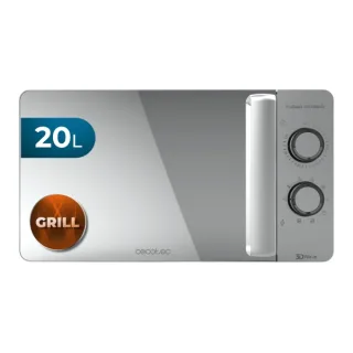 Cecotec Proclean 3160 Mirror Microondas - 700W - Capacidad 20L - Grill de 800W - Tecnologia 3DWave - Modo Descongelar - 6 Niveles - Avisador Acustico - Color Acero