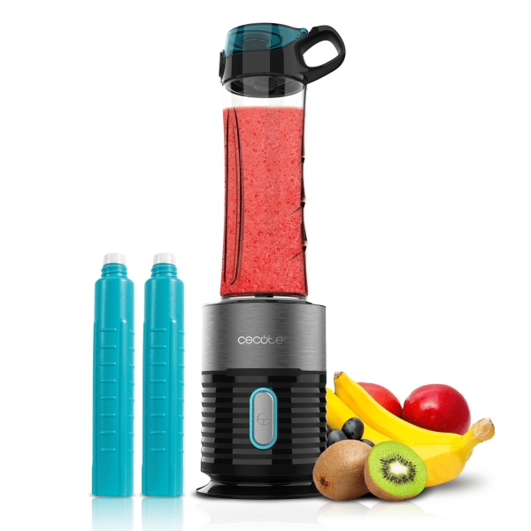 Cecotec Power Titanium 650 EasyGo Batidora de Vaso - 650W - Cuchillas de Titanio - 2 Vasos Portatiles de 600ml - Tubos Refrigeradores Incluidos - Uso Facil y Sencillo - Apto Lavavajillas - C