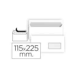 Sam Pack de 500 Sobres Americanos de Papel Offset 90grs con Ventana a la Derecha - Medidas 115x225mm - Autoadhesivo con Tira de Silicona - Color Blanco