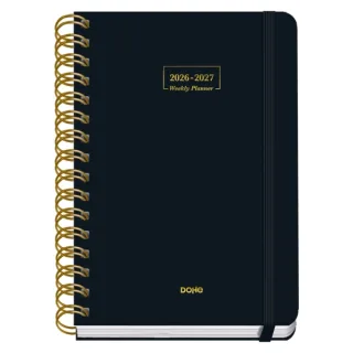 Dohe Premium Agenda Escolar 26/27 - Formato A5 - Semana Vista - Papel Offset Ahuesado 80g - Cubierta de Carton Plastificado - Espiral Metalica Doble - Goma - 15x21x2cm - Color Negro