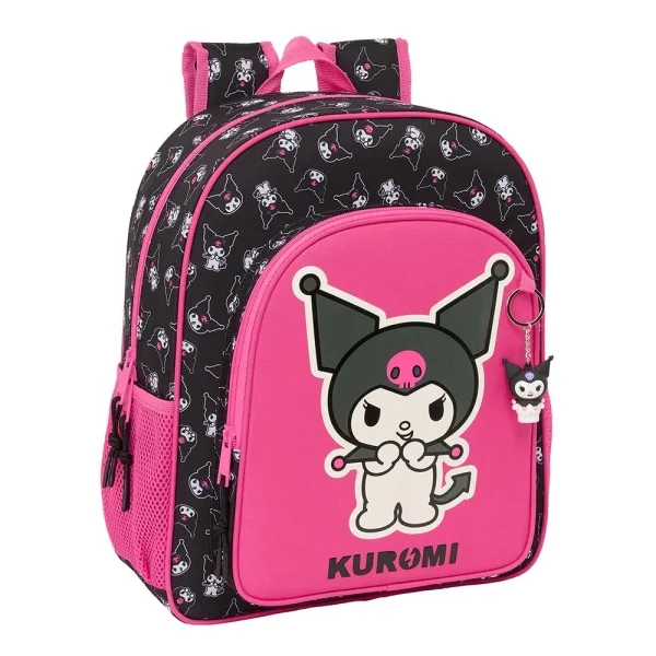 Safta Kuromi Mochila - Adaptable a Carro - Bolsillos Laterales - Doble Tirador - Hombreras Acolchadas - Bolsillo Frontal - Asa de Mano - 15L - 320x120x380mm - Color Negro y Rosa