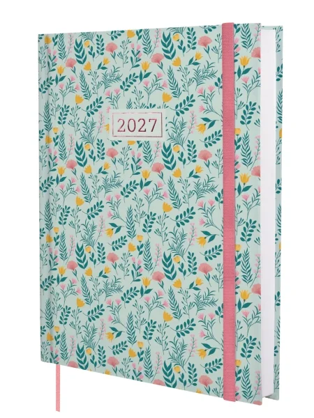 Finocam Dynamic Berlin Trigo Agenda Profesional - Anual 2027 - 1 Dia por Pagina - Formato Y12 - 210x270mm - Goma Elastica - Tapa Dura Acolchada - Esquinas Microperforadas - Papel de 80g/m2 - Multicolor